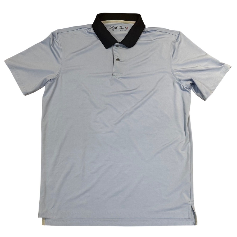 Short Par 4 by Greyson Mens Golf Polo Shirt Blue Black Collar Size M Performance